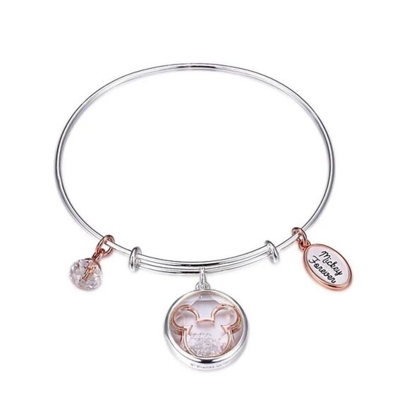 Disney Mickey Mouse Mickey Forever Shaker Bangle Bracelet Two Tone NWT - Picture 1 of 3